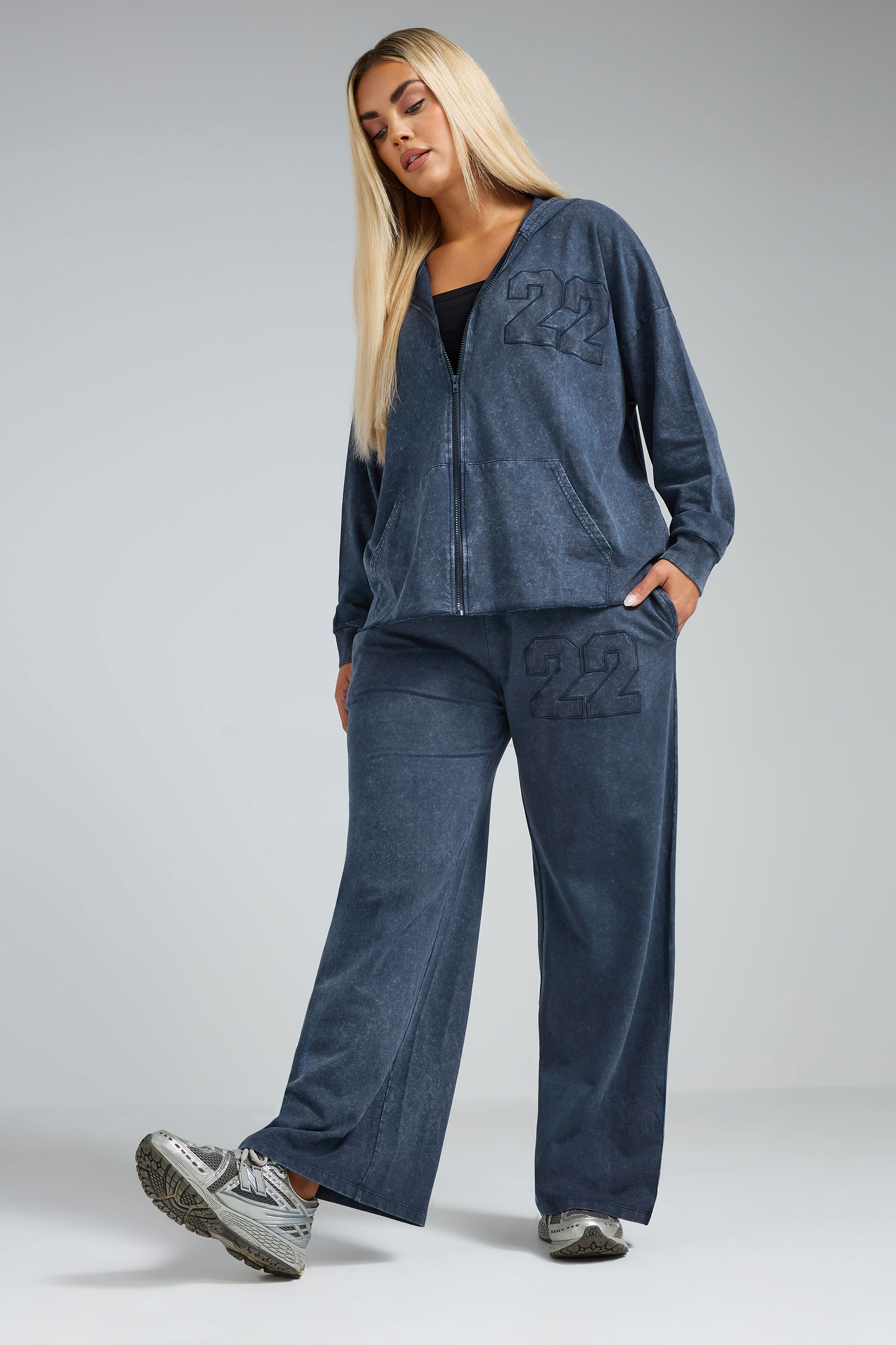 Limited Collection LIMITED COLLECTION Curve Navy Blue '22' Acid Wash Joggers