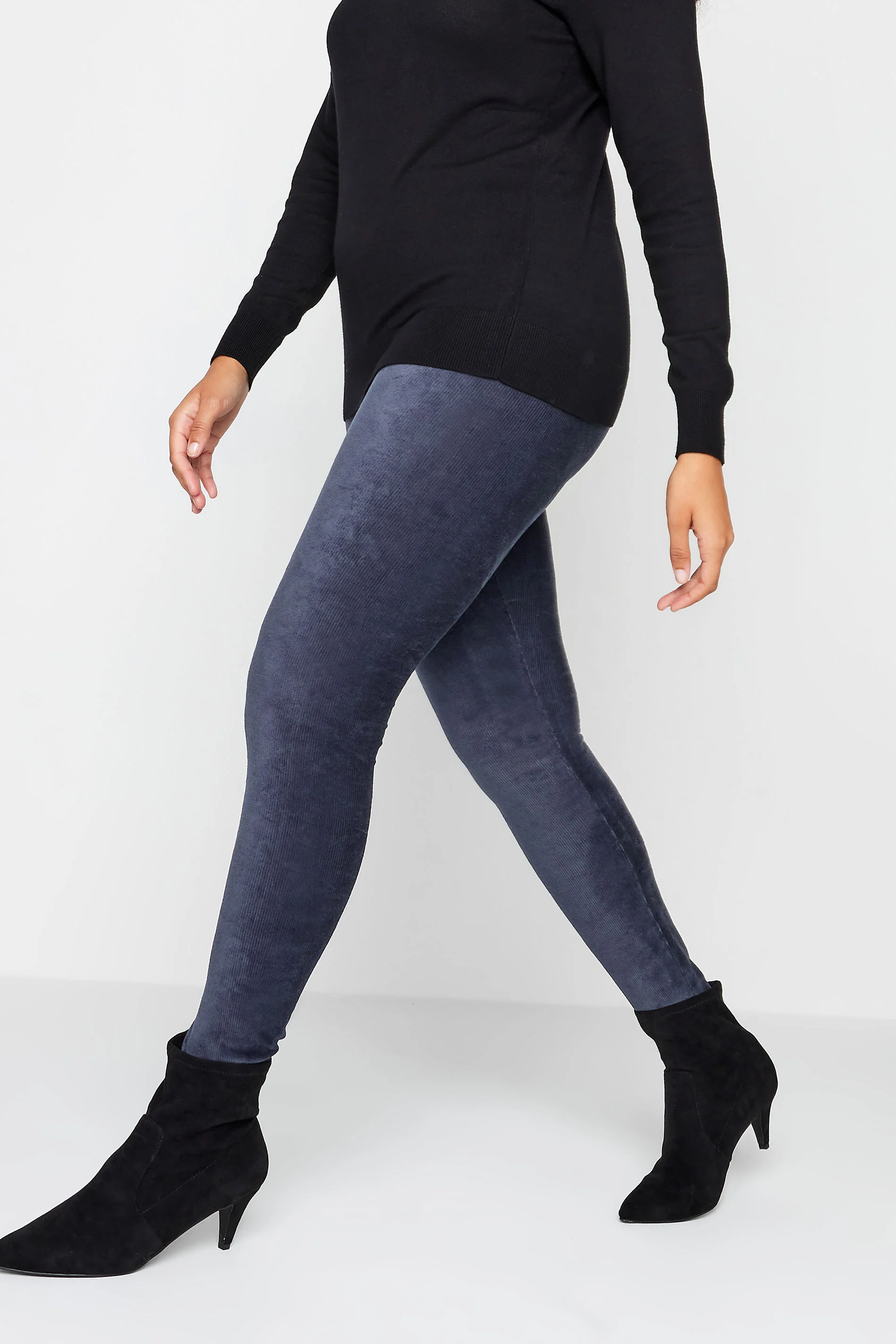 M&Co Womens M&Co Navy Blue Cord Stretch Leggings