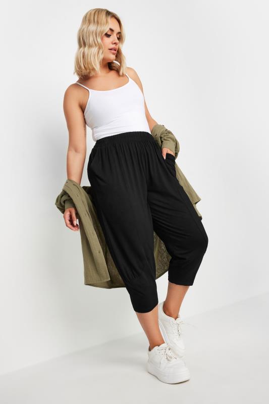 Yours YOURS Curve Black Ruched Harem Trousers
