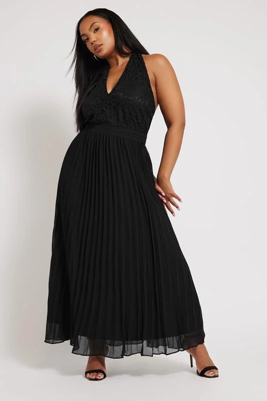 Yours London YOURS LONDON Curve Black Lace Halterneck Maxi Dress