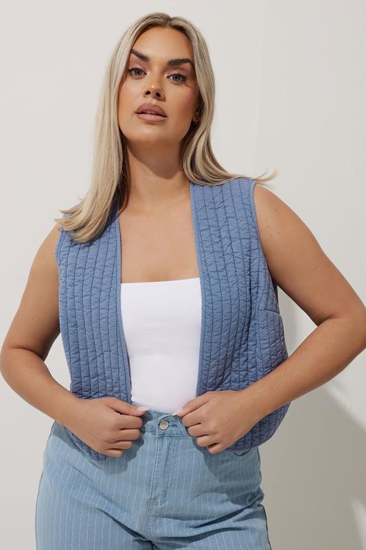 Limited Collection LIMITED COLLECTION Curve Blue Washed Quilted Waistcoat