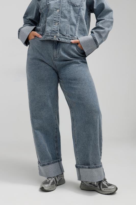 Limited Collection LIMITED COLLECTION Curve Blue Washed Turn Up Denim Jacket