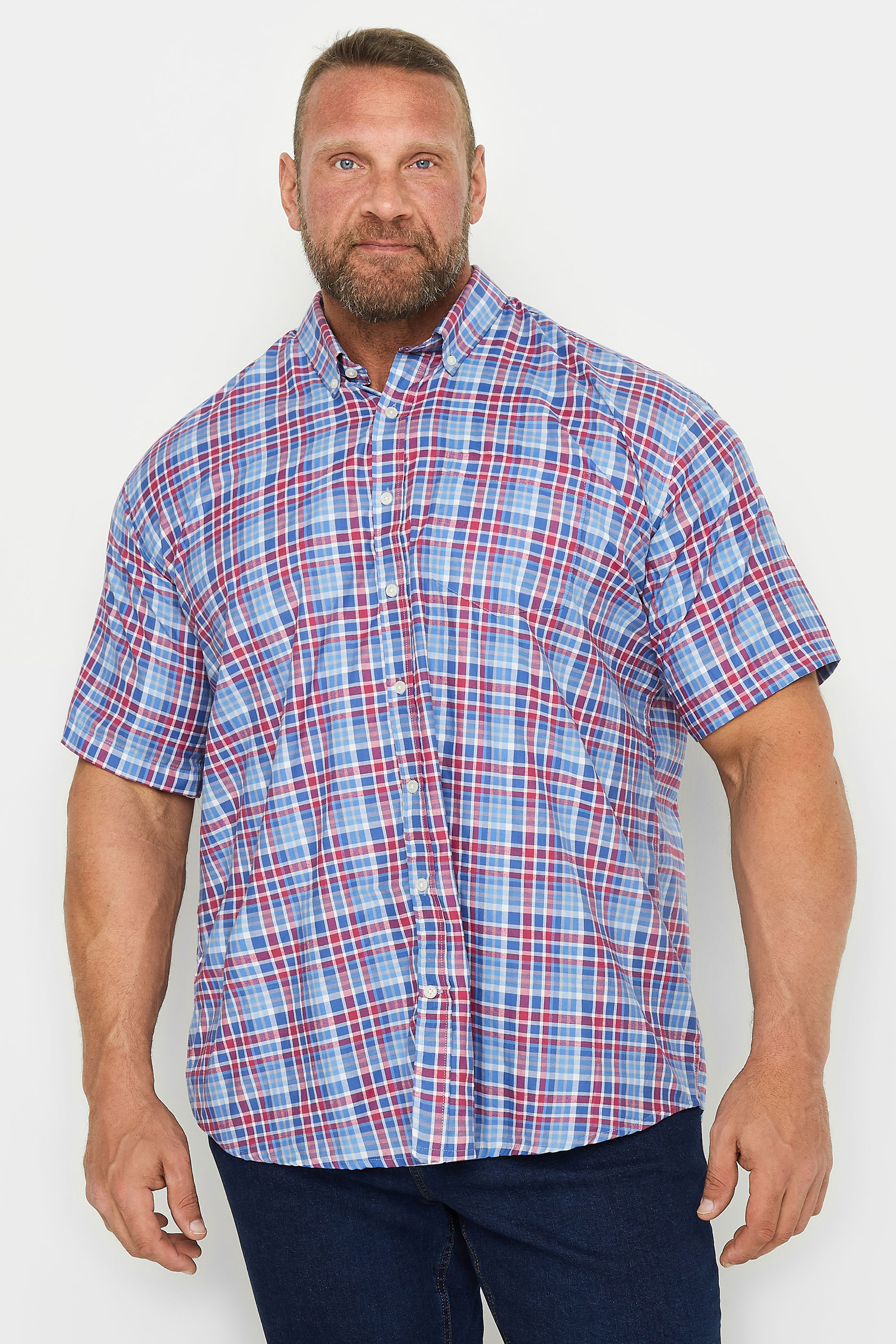 Espionage ESPIONAGE Big & Tall Blue & Red Check Shirt