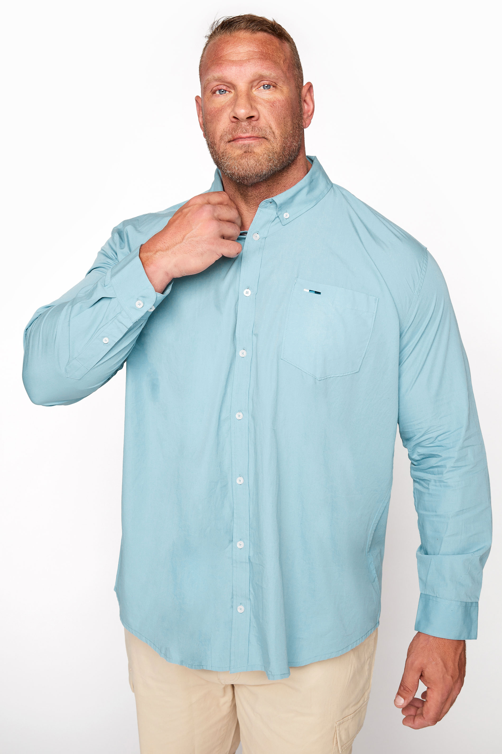BadRhino BadRhino Big & Tall Light Blue Poplin Long Sleeve Shirt