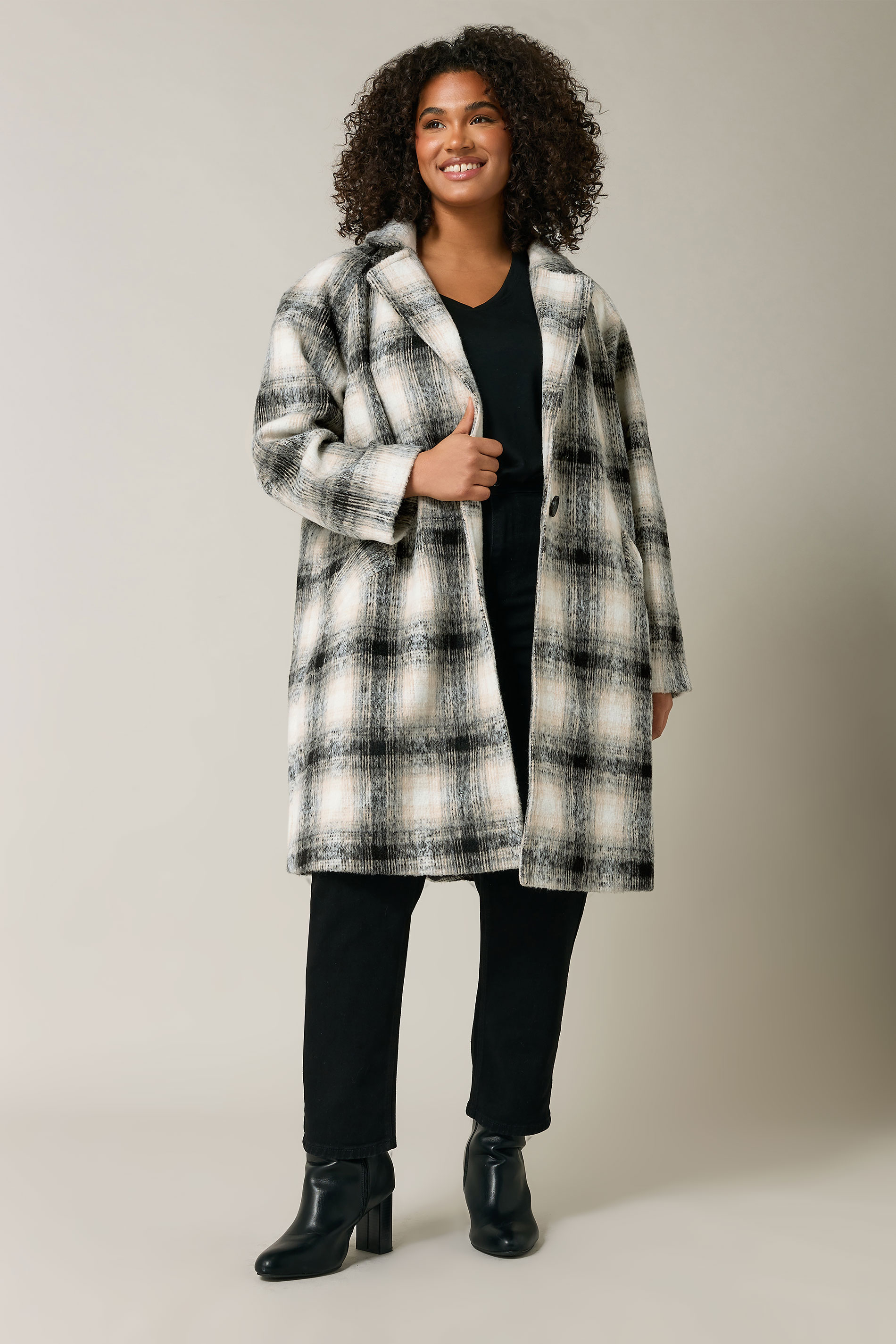 Evans EVANS Curve Grey Check Coat