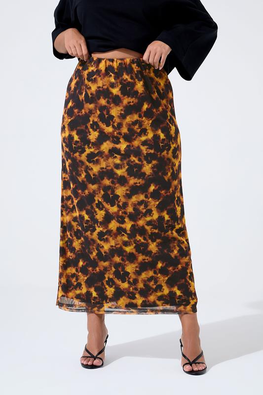 Limited Collection LIMITED COLLECTION Curve Orange Tortoiseshell Mesh Skirt
