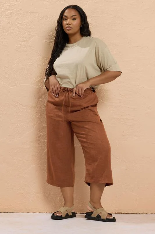 Yours YOURS Curve Rust Brown Cropped Trousers