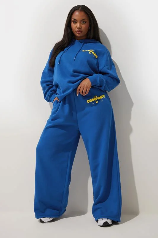 Limited Collection LIMITED COLLECTION Curve Cobalt Blue 'Comfort' Slogan Hoodie
