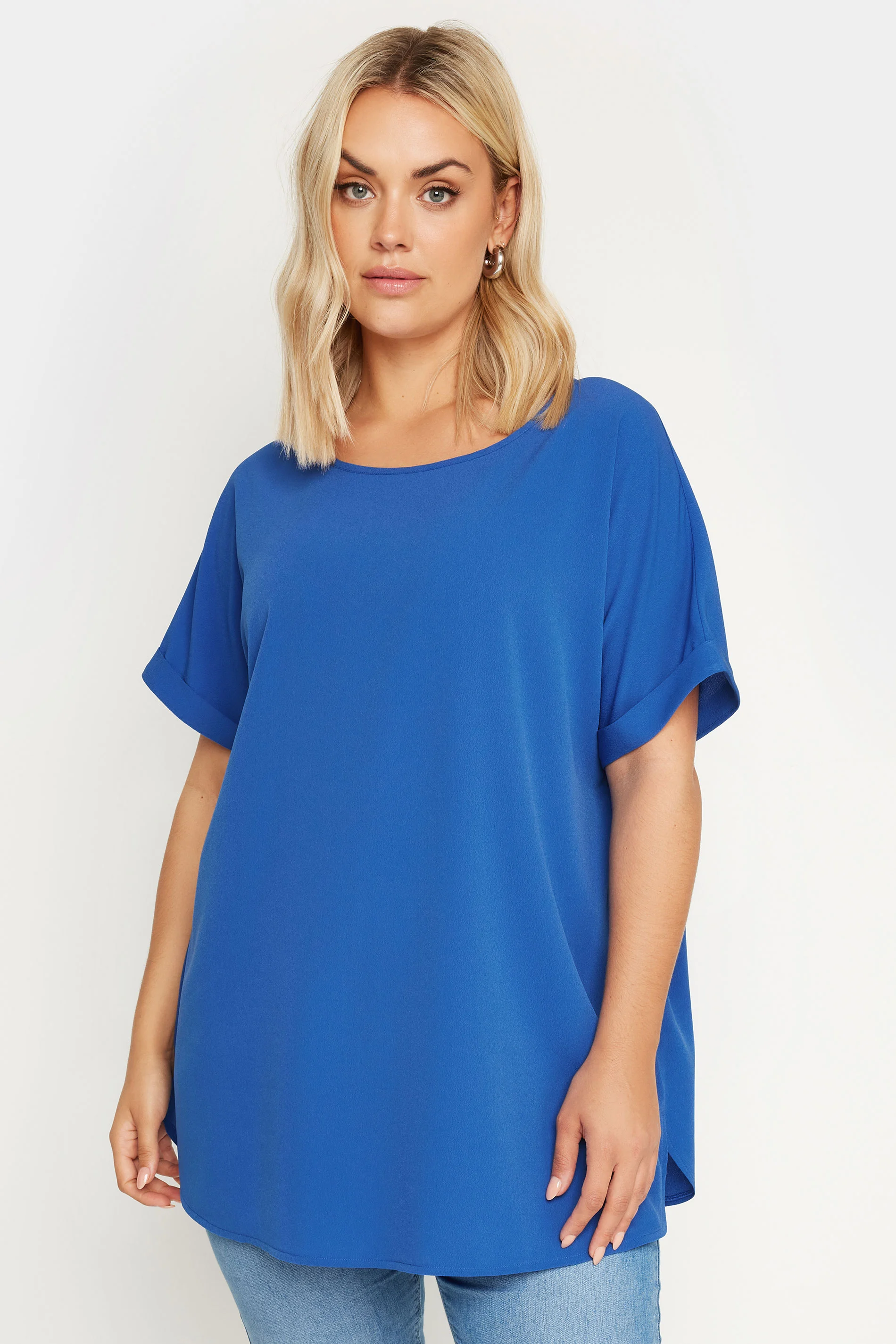 Yours YOURS Curve Cobalt Blue Boxy T-Shirt