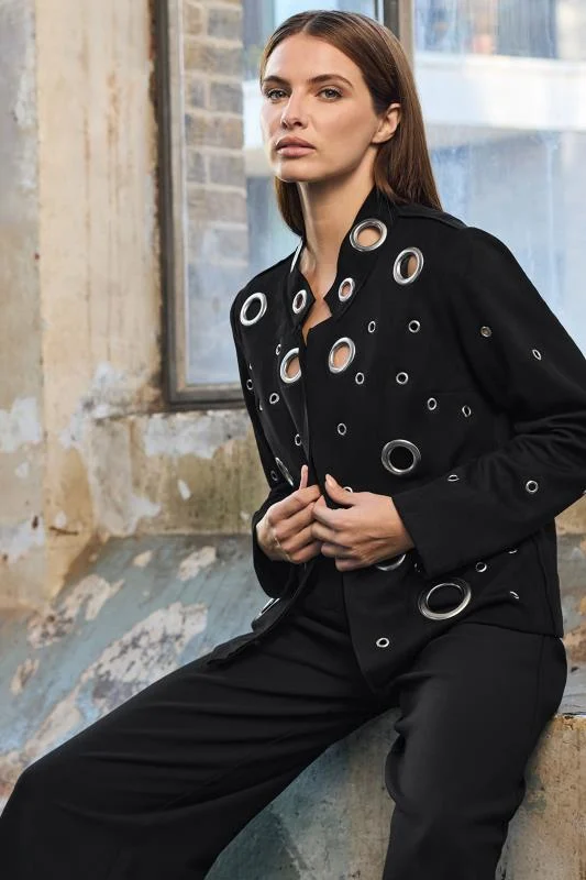Star by Julien Macdonald STAR Black Eyelet Detail Tailored Jacket