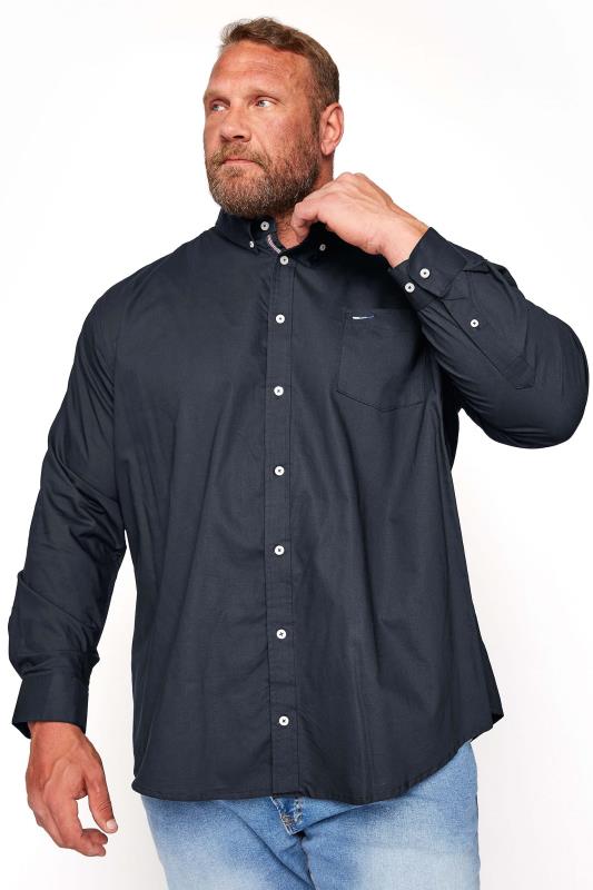 BadRhino BadRhino Big & Tall Navy Blue Long Sleeve Oxford Shirt