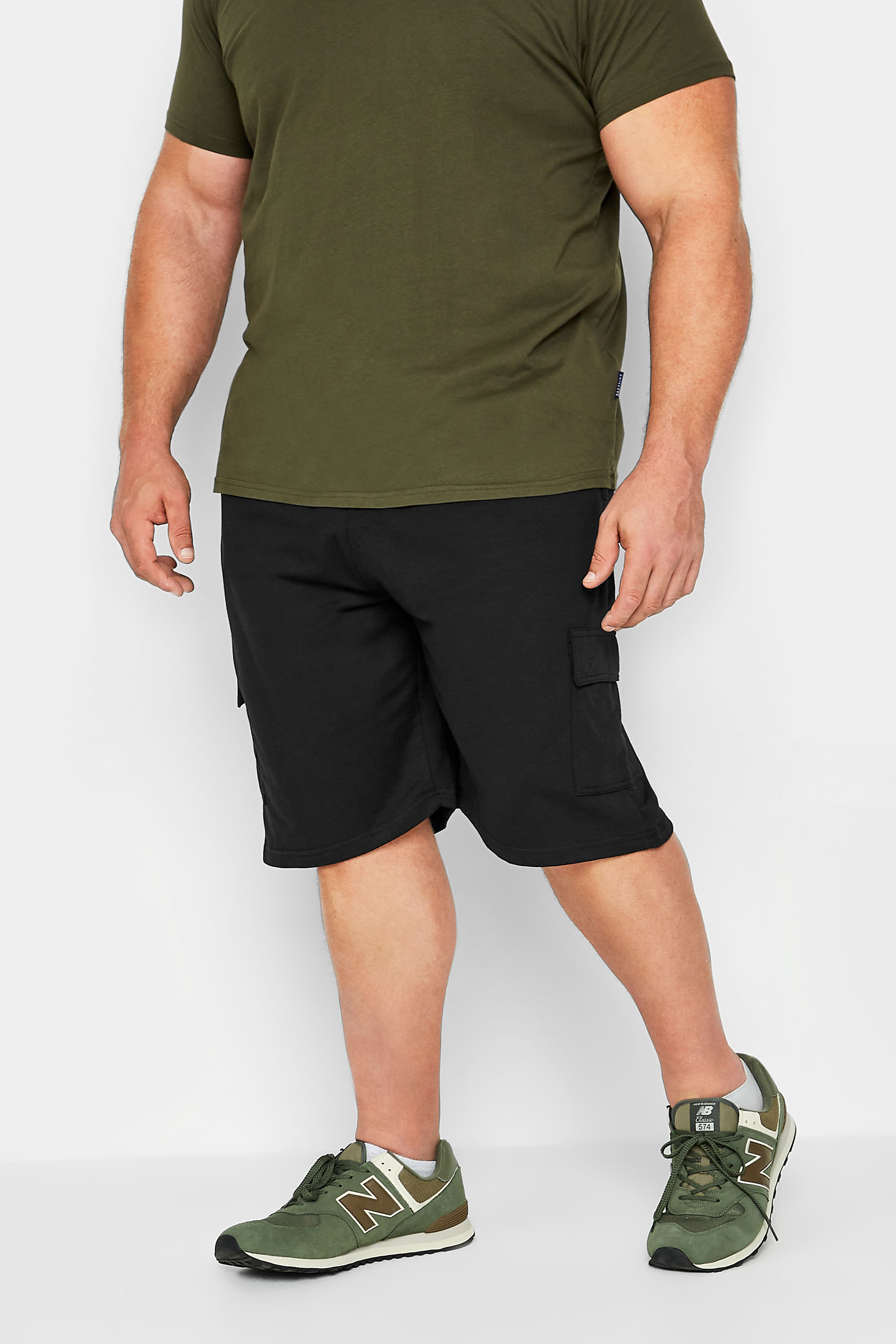 Kam KAM Big & Tall Black Cargo Lounge Shorts