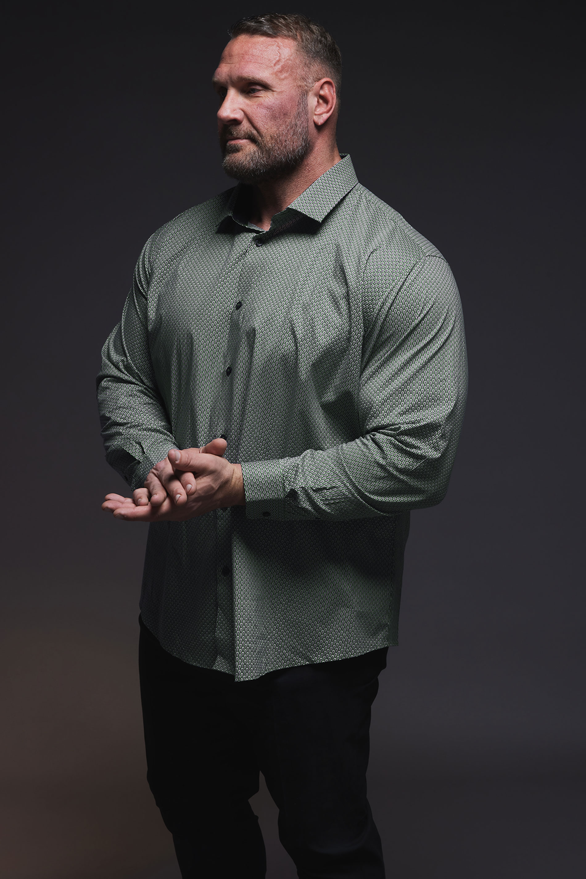 BadRhino BadRhino Tailoring Big & Tall Green Geometric Print Formal Shirt