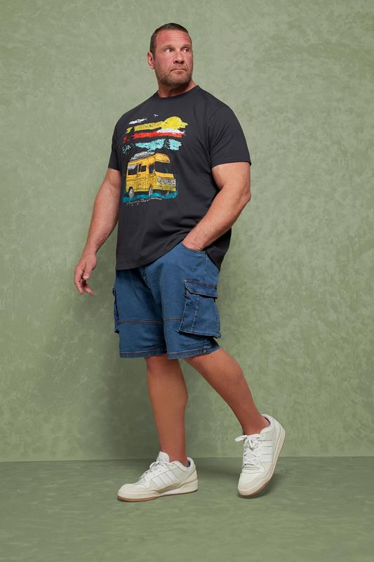BadRhino BadRhino Big & Tall Blue Mid Wash Elasticated Waist Denim Cargo Shorts