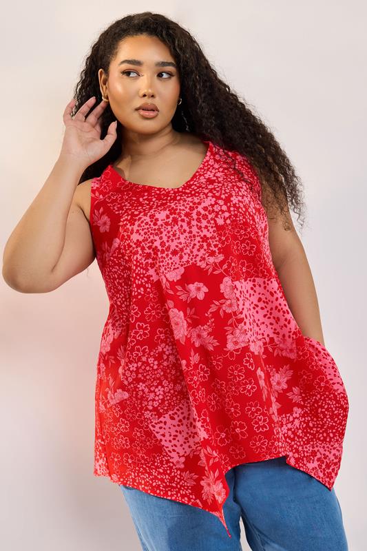 Yours YOURS Curve Red Floral Print Vest Top