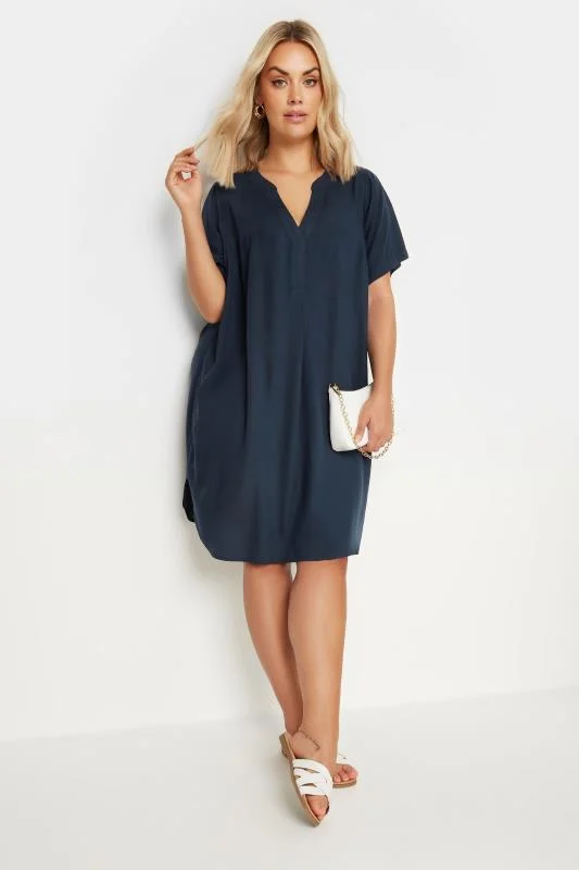 Yours YOURS Curve Navy Blue Short Sleeve Tunic Dress