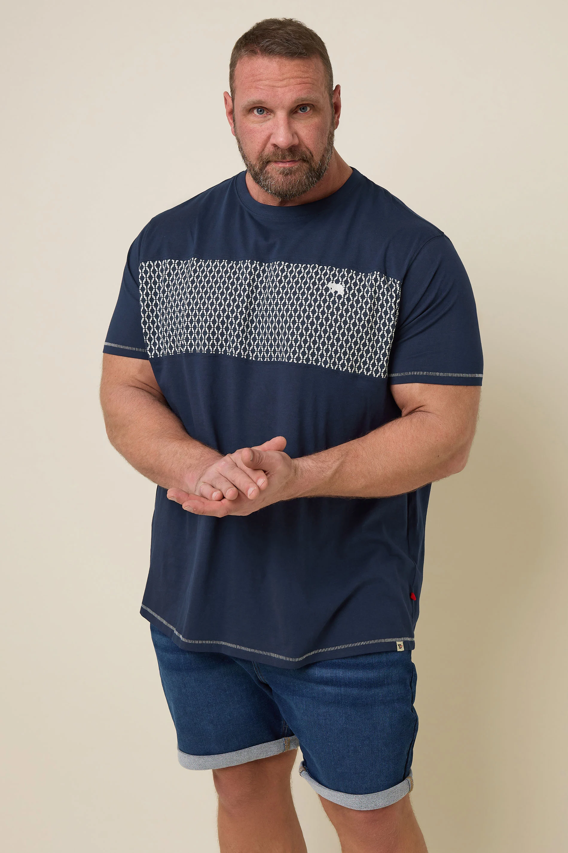 D555 D555 Big & Tall Navy Blue Cut & Sew T-Shirt