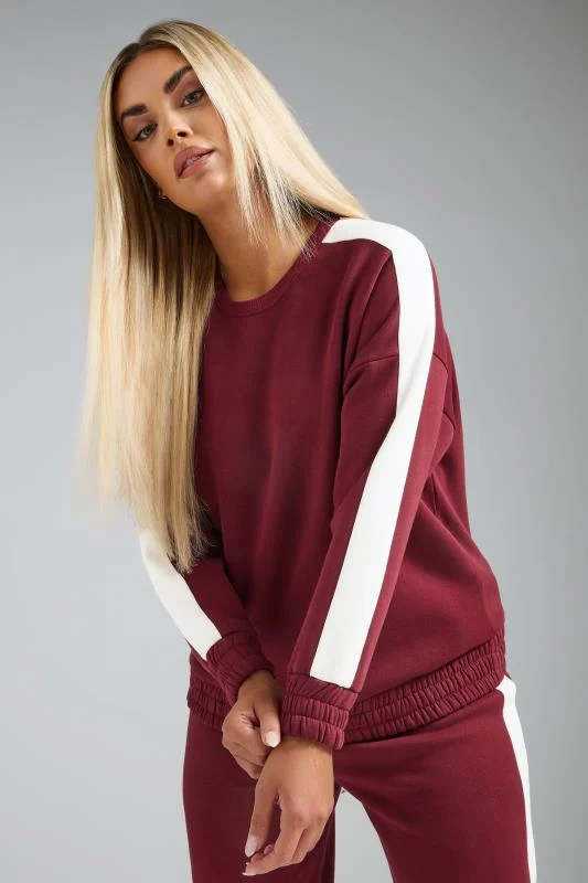 Limited Collection LIMITED COLLECTION Curve Burgundy Red Side Stripe Sweatshirt