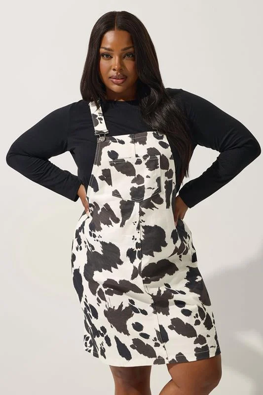 Limited Collection LIMITED COLLECTION Curve White Denim Cow Pinafore Dress