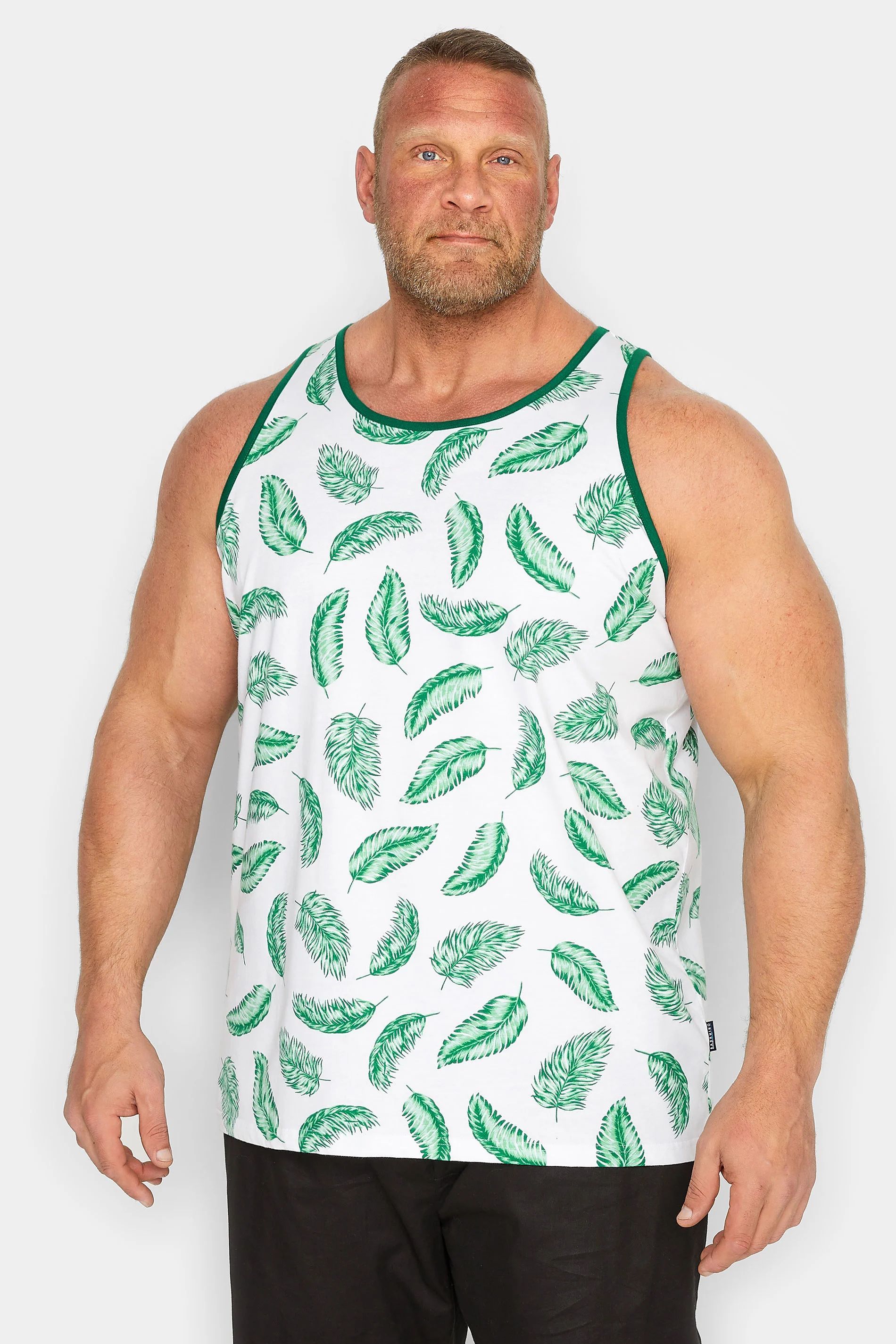 BadRhino BadRhino Big & Tall Green Leaf Print Vest Top
