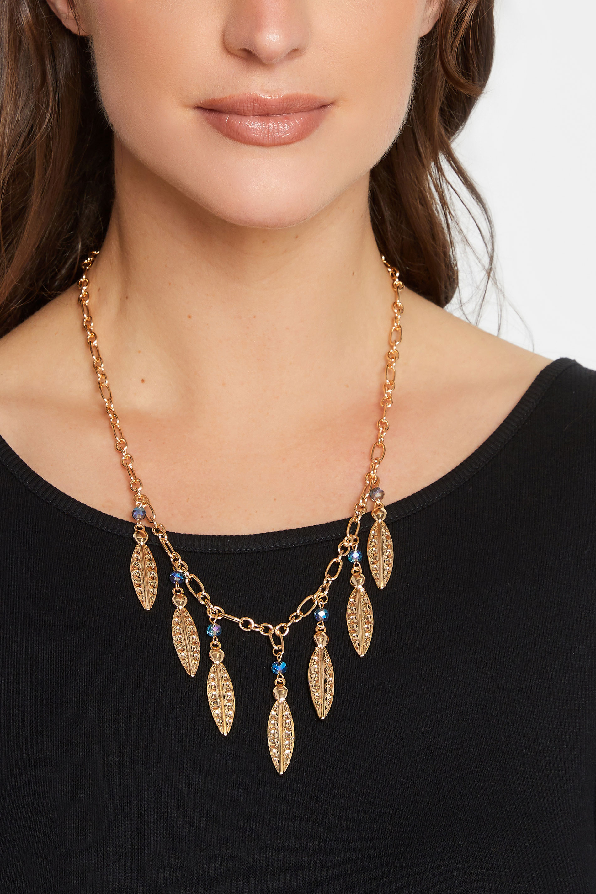 Yours Gold Leaf Stone Drop Necklace