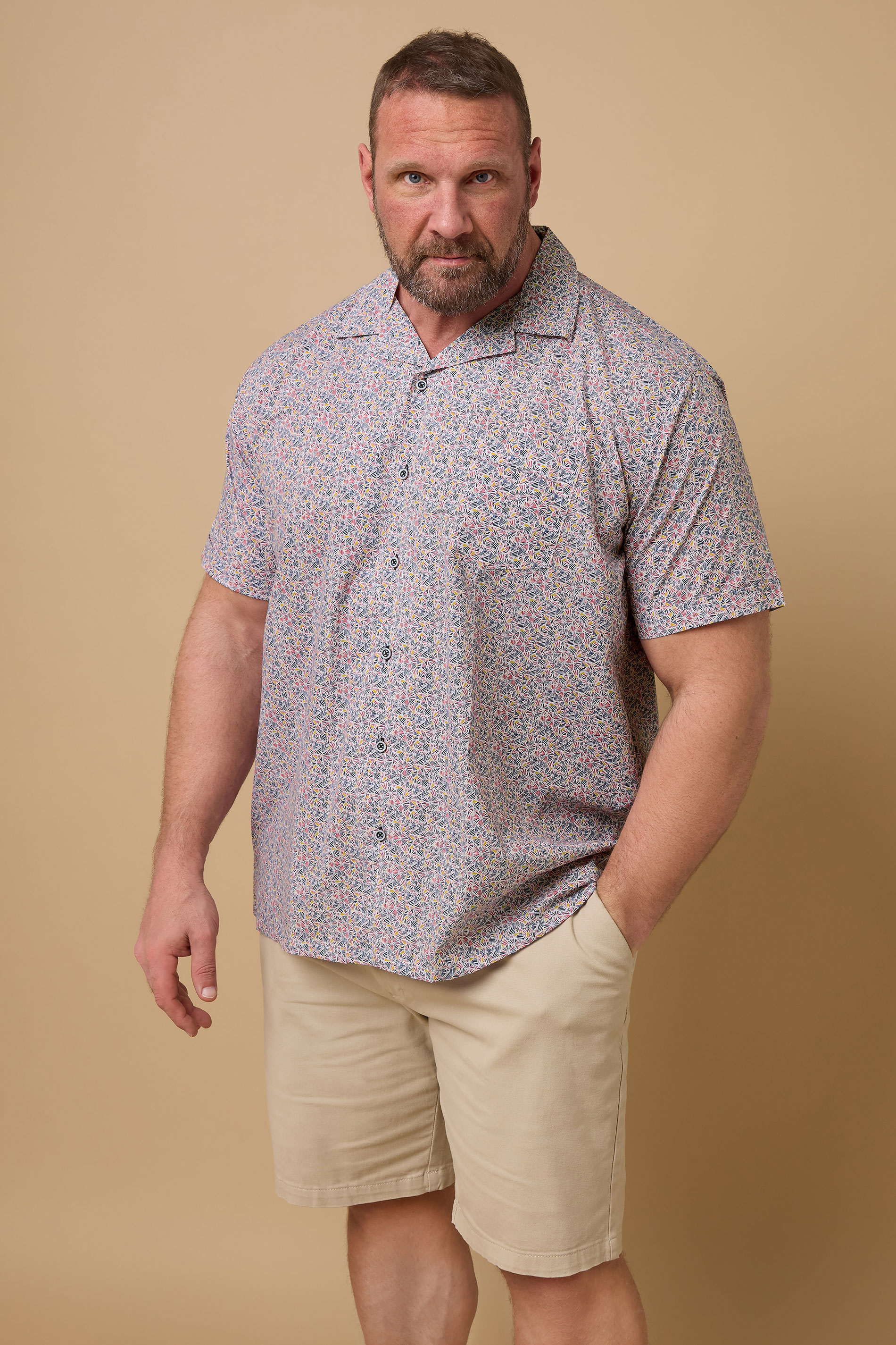 Kam KAM Big & Tall Navy Blue Hawaiian Revere Collar Shirt