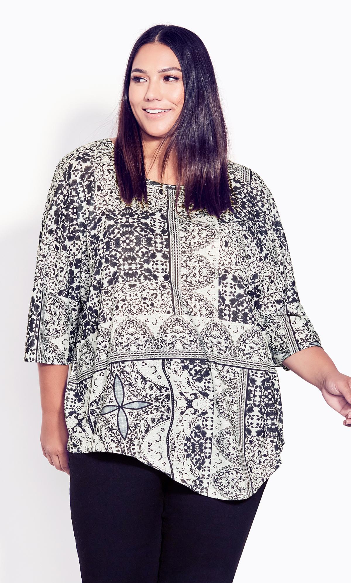 Evans Evans White Paisley Print Longline Top