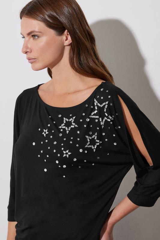 Star by Julien Macdonald STAR Black Star Diamante Embellished Top