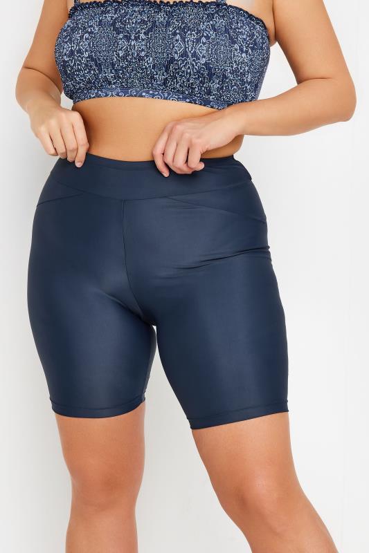 Yours YOURS Curve Blue High Waist Swim Shorts
