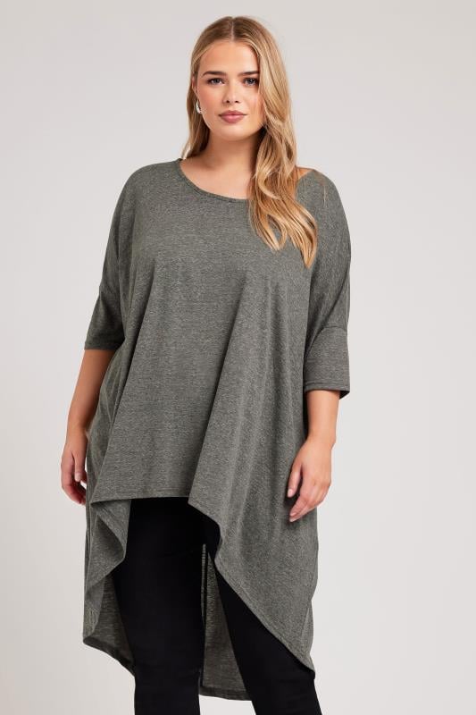 Yours London YOURS LONDON Curve Grey Dipped Hem Longline Tunic