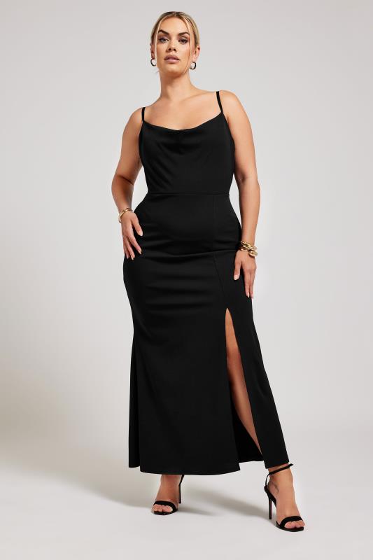 Yours London YOURS LONDON Curve Black Lace Cowl Neck Maxi Dress