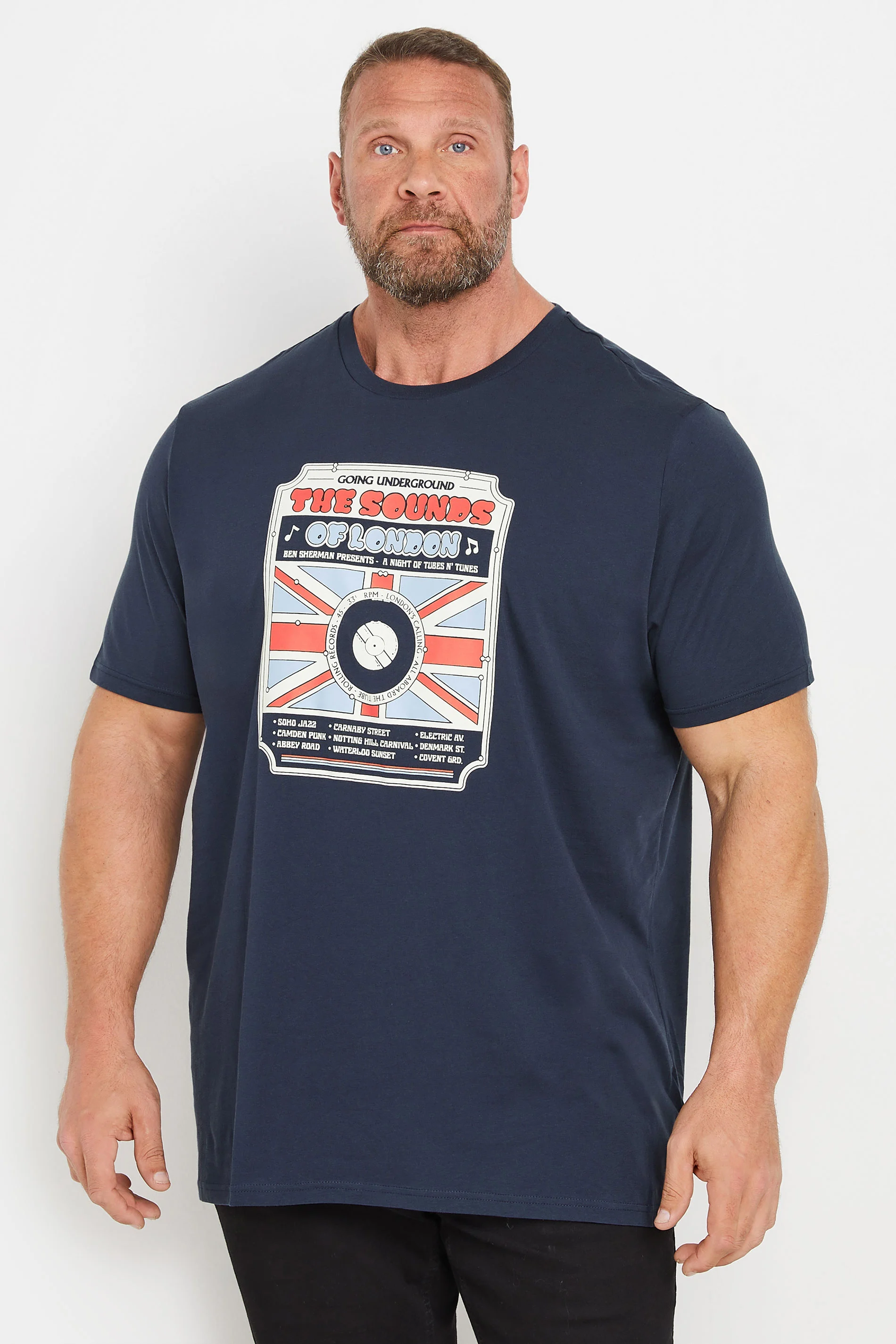 Ben Sherman BEN SHERMAN Big & Tall Indigo Blue London Printed T-Shirt