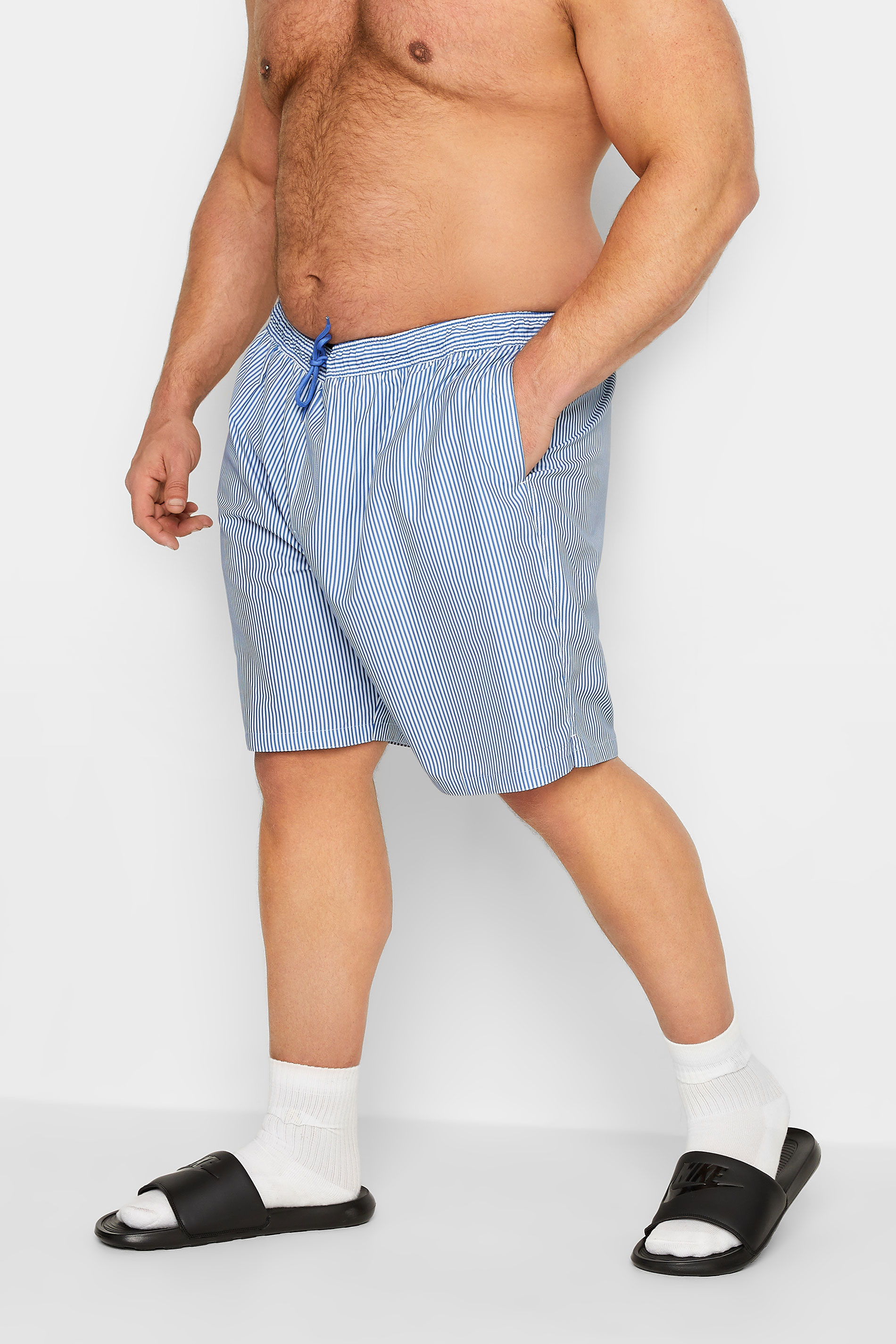 BadRhino BadRhino Big & Tall Navy Blue Stripe Swim Shorts