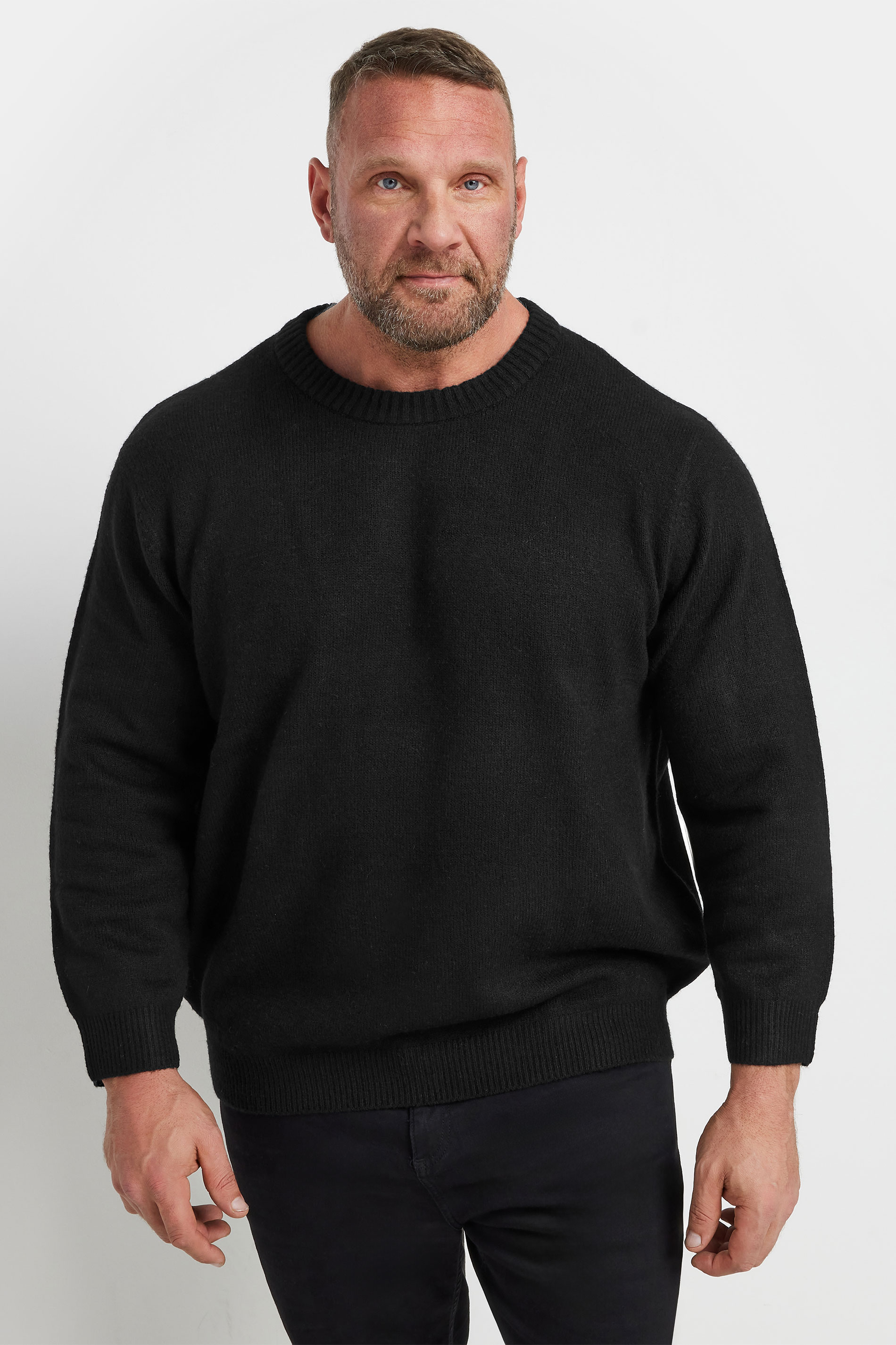 Jack & Jones JACK & JONES Big & Tall Black Crew Neck Jumper