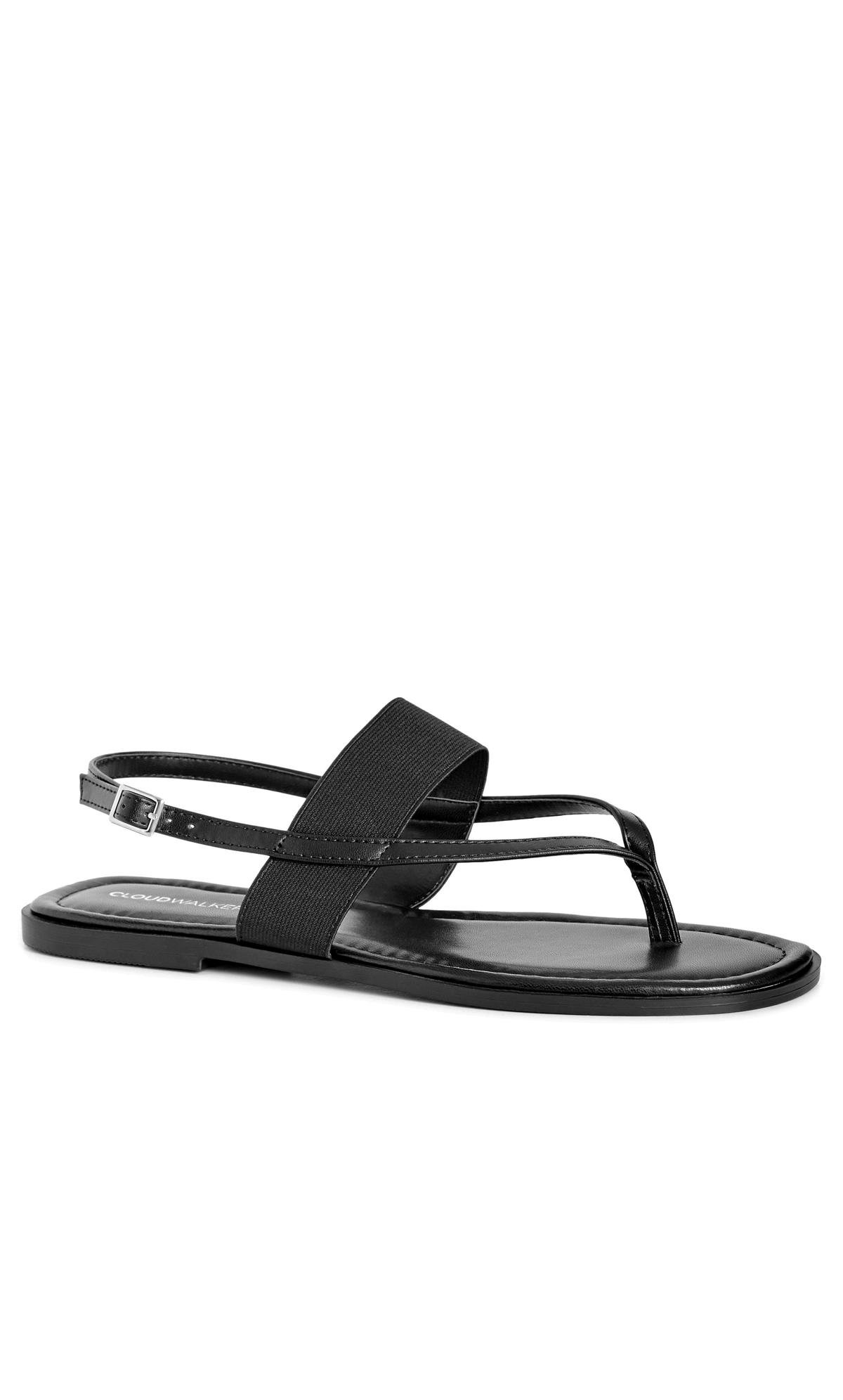 Evans CloudWalkers Black WIDE FIT Vida Sandal