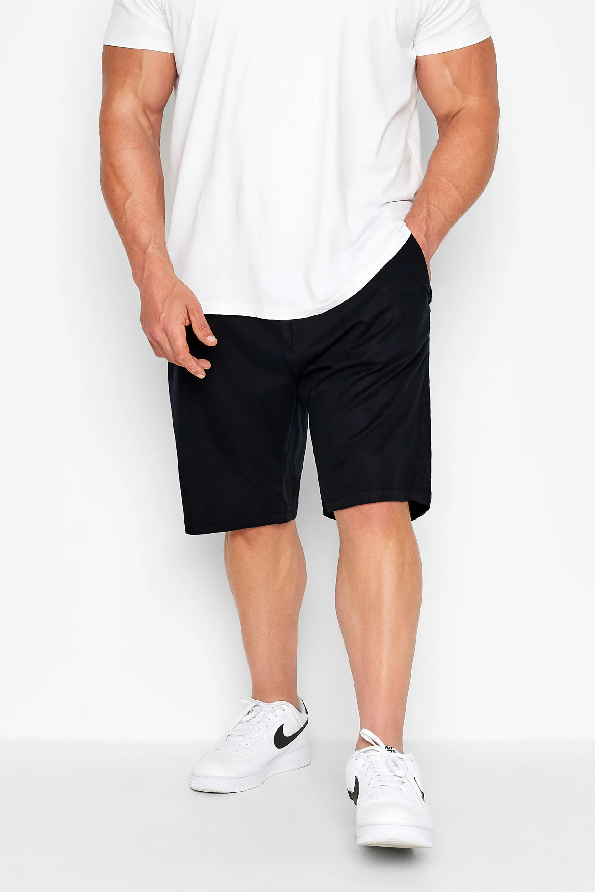 Kam KAM Big & Tall Navy Blue Belted Oxford Shorts