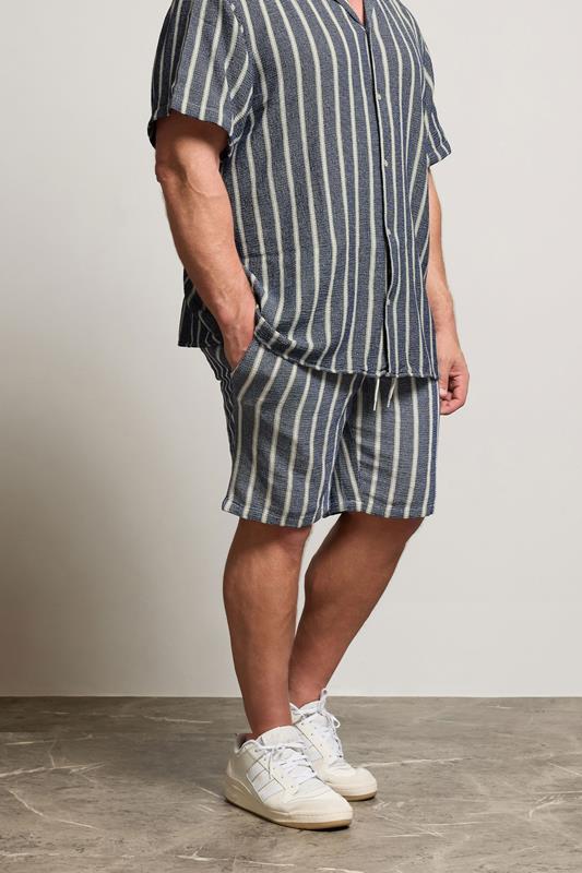 Jack & Jones JACK & JONES Big & Tall Blue & White Stripe Jogger Shorts