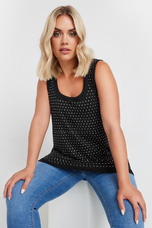 Yours YOURS Curve Black Studded Vest Top