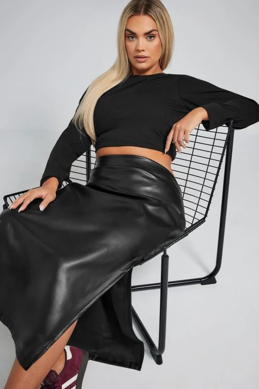 Limited Collection LIMITED COLLECTION Curve Black Faux Leather Maxi Skirt