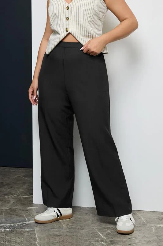Yours YOURS Curve Black Elasticated Stretch Straight Leg Trousers