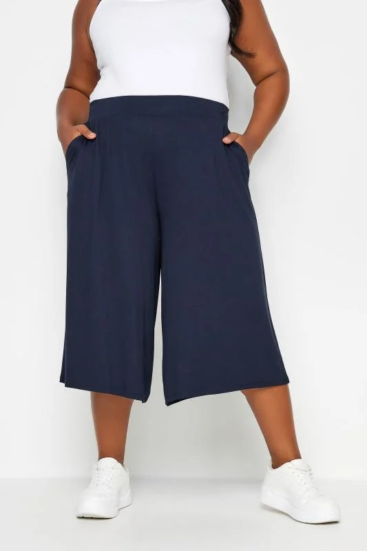 Yours YOURS Curve Navy Blue Culottes