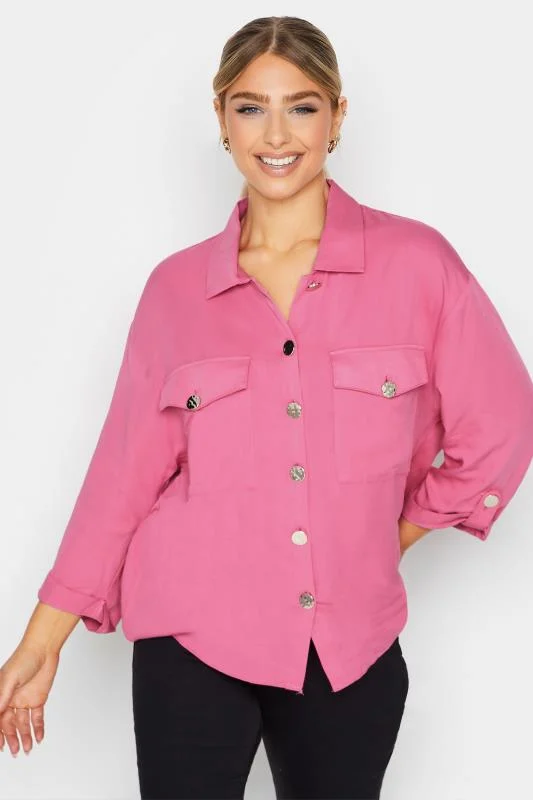 M&Co Womens M&Co Pink Statement Button Cotton Shirt