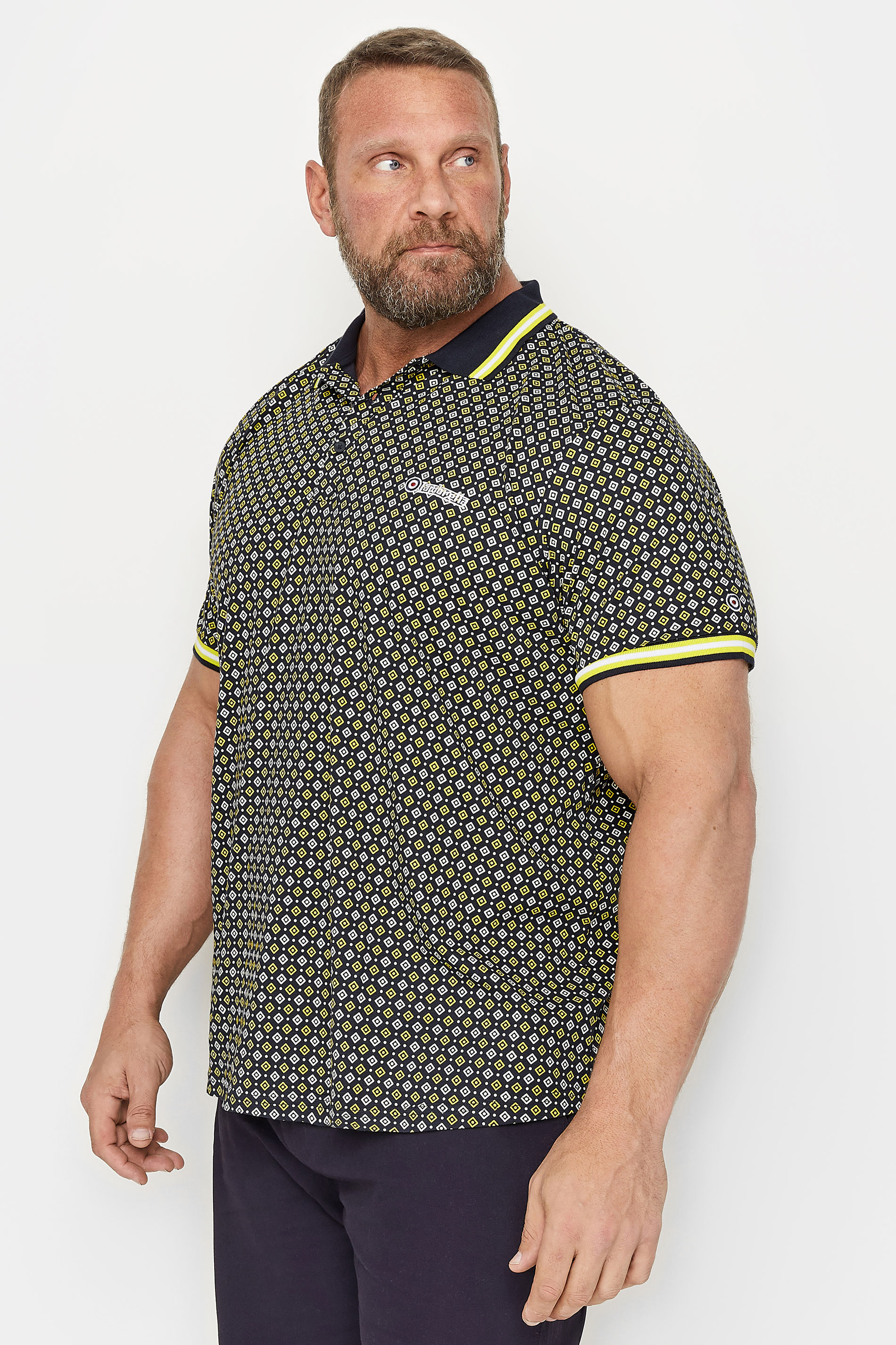 Lambretta LAMBRETTA Big & Tall Blue All Over Print Polo Shirt