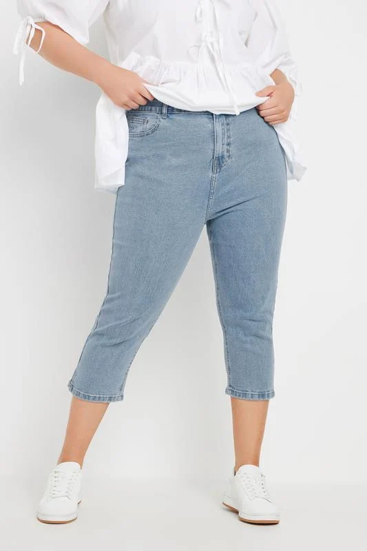 Yours YOURS Curve Light Blue Cropped AVA Jeans
