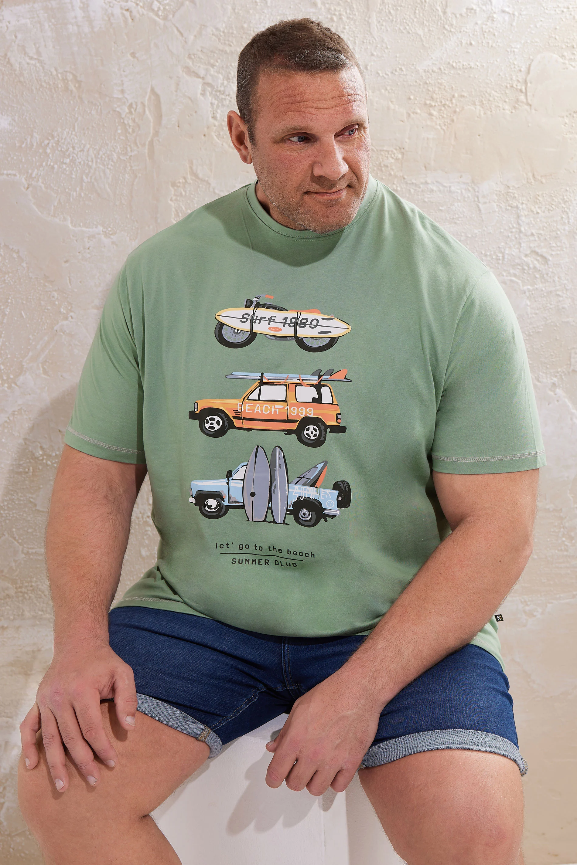 Kam KAM Big & Tall Sage Green 'Summer Club' T-Shirt