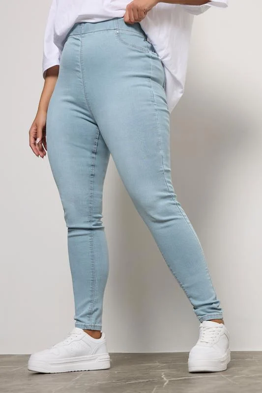 YOURS FOR GOOD YOURS FOR GOOD Curve Light Blue Pull On Stretch JENNY Jeggings