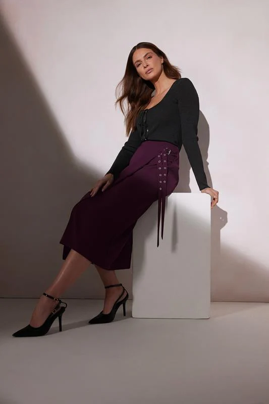 Star by Julien Macdonald STAR Purple Belt Buckle Wrap Skirt