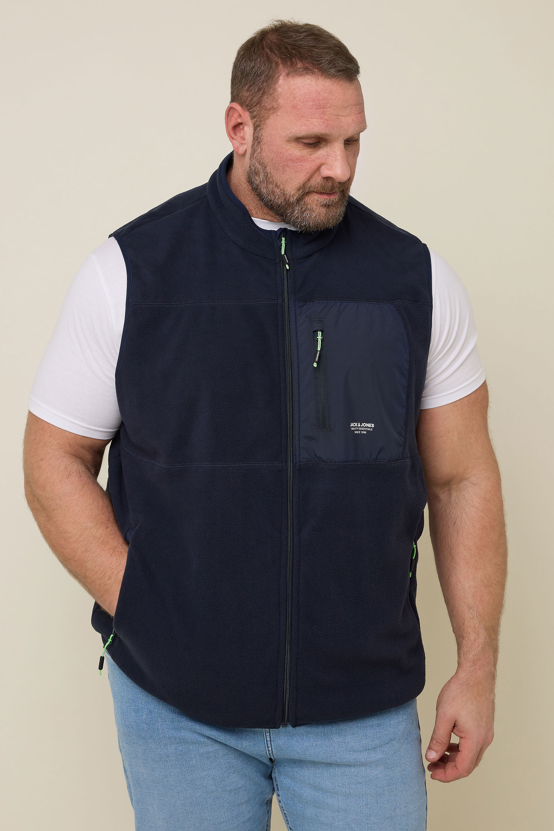 Jack & Jones JACK & JONES Big & Tall Navy Blue Fleece Bodywarmer