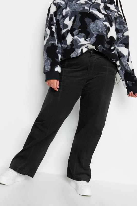 Yours YOURS Curve Black Cord Cargo Trousers