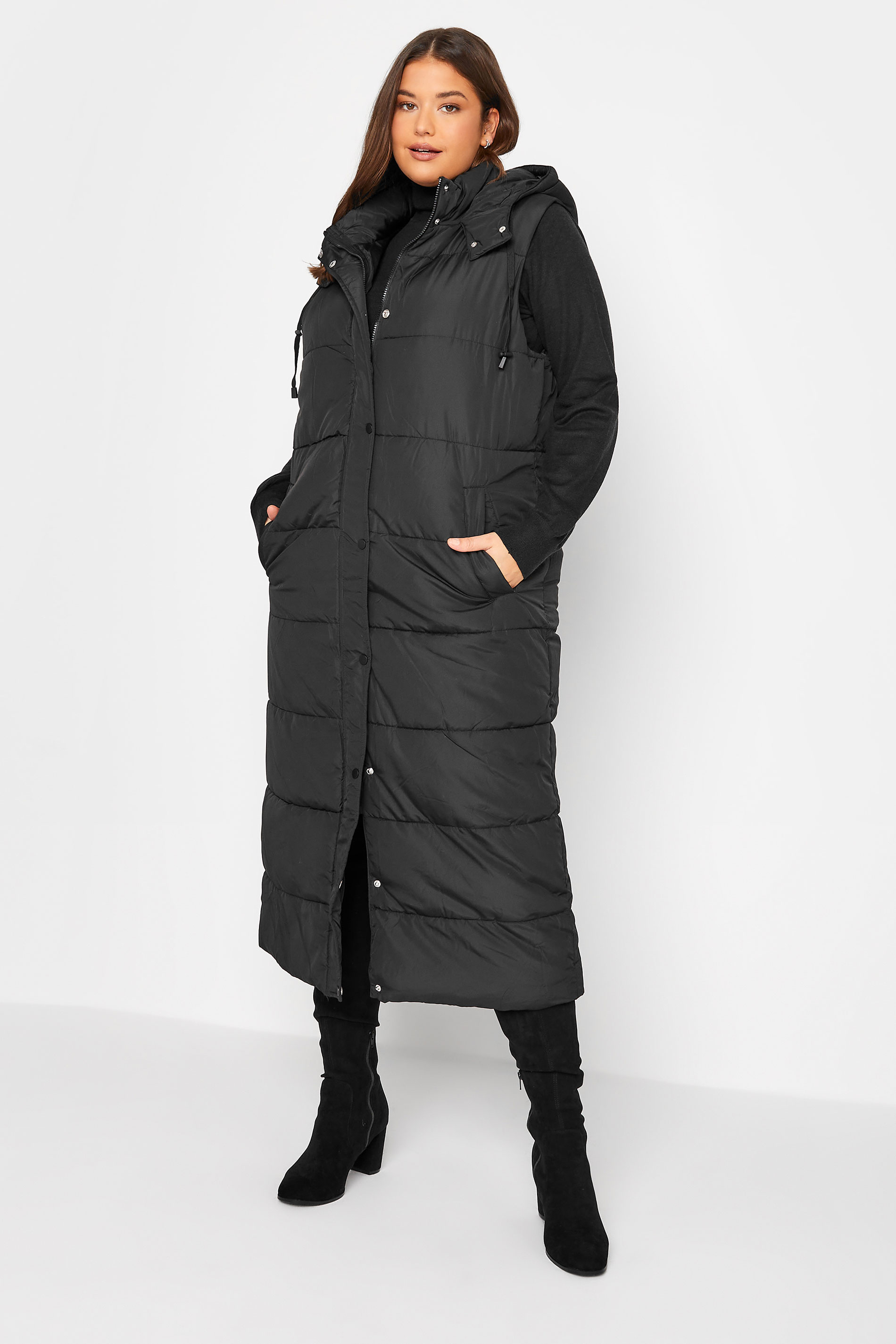 LTS LTS Tall Black Midaxi Puffer Gilet
